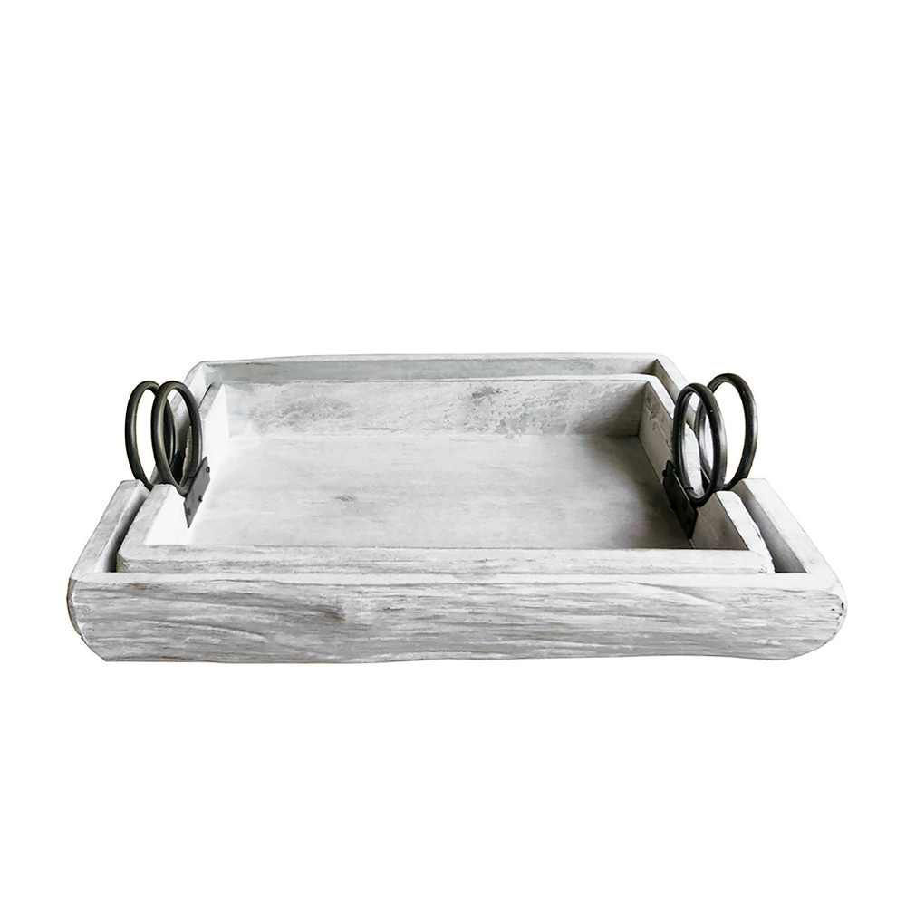 Picture of Wood Trays 19" x 13" x 5" - Set of 2 - White