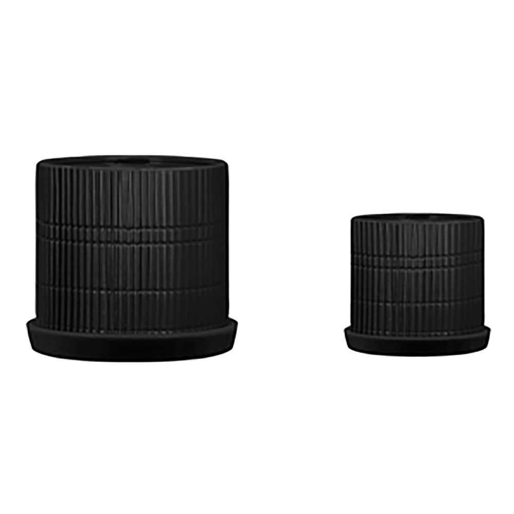 Picture of Textured 10" and 12" Planter with Saucers - Set of 2 - Black