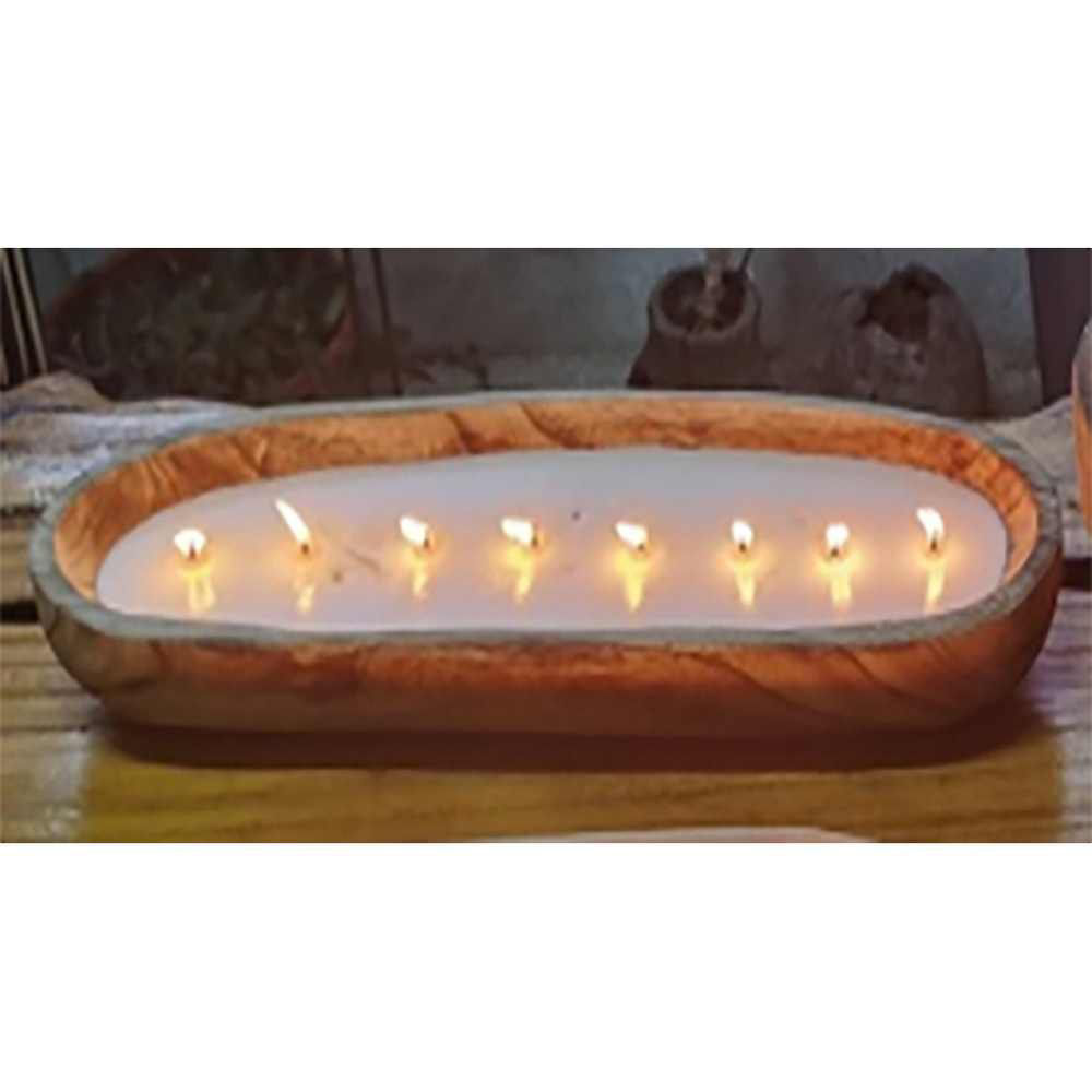 Picture of Wood 24" Scented Soy Candle Tray - White Wash