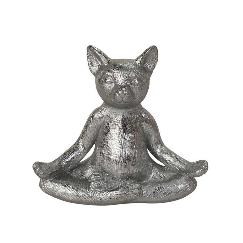 Picture of Yoga Cat 7" Polyresin - Silver