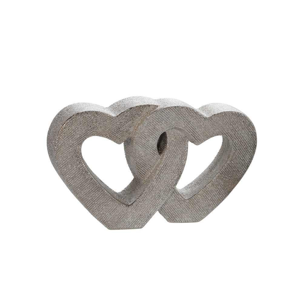 Picture of Double Heart 10" Ceramic Table Decor - Silver