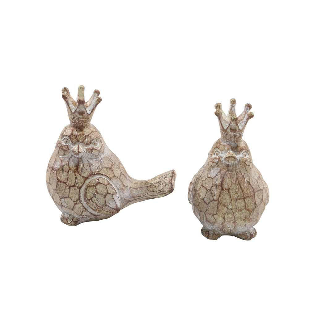 Picture of Birds with Crowns Figurine - Set of 2 - Brown