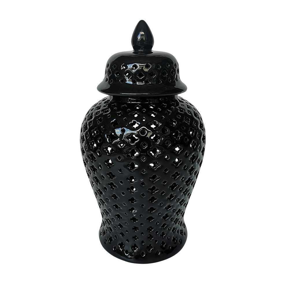 Picture of Cut-Out 17" Clover Temple Jar - Black