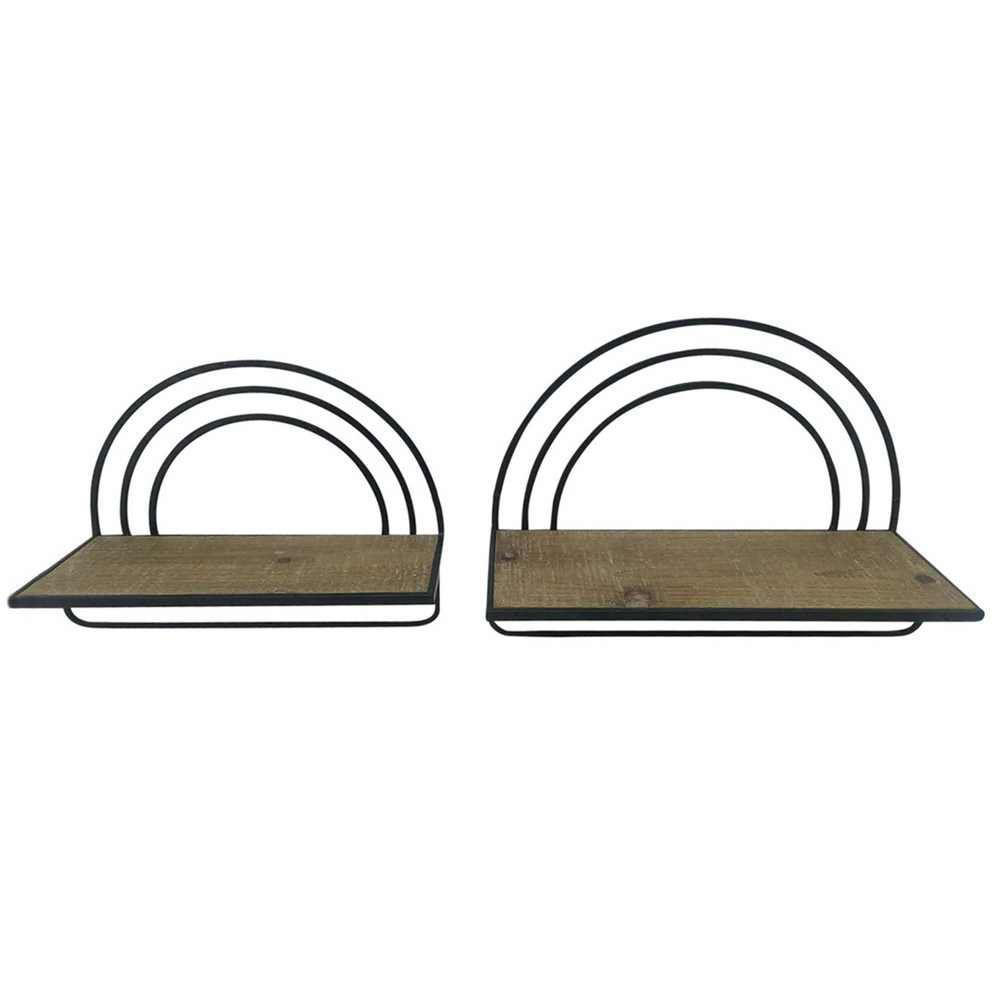 Picture of Wood and Metal Rainbow Style Shelves - Set of 2 -