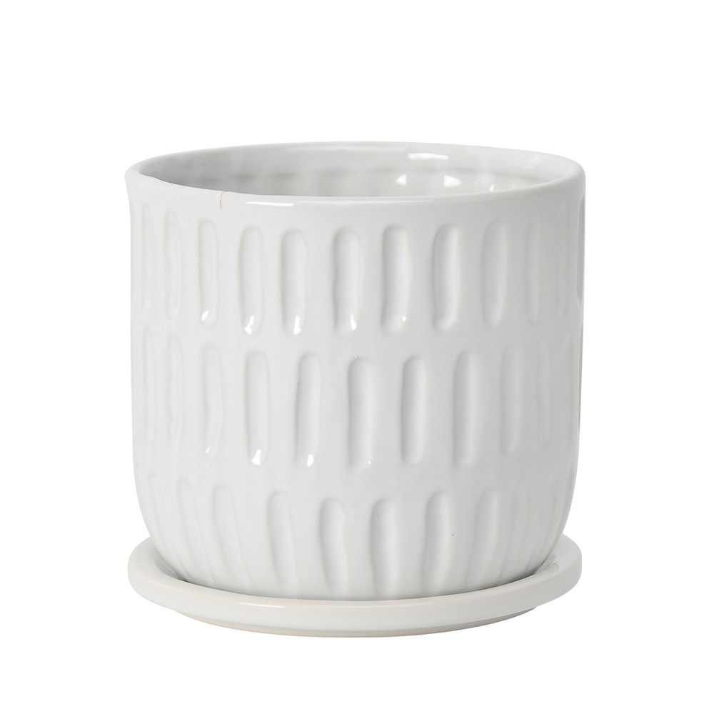 Picture of Ceramic 6" Textured Planter with Saucer - Beige