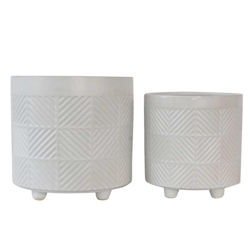 Picture of Textured Planters 6" and 8" - Set of 2 - Matte Whi