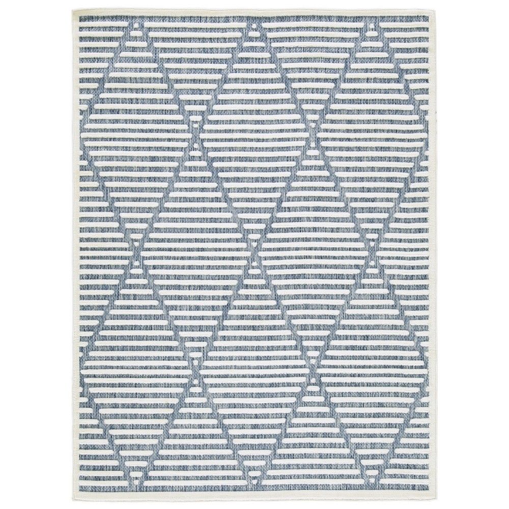 Picture of Finnlett Indoor/Outdoor Blue White  Polypropylene Machine Woven Contemporary Rug