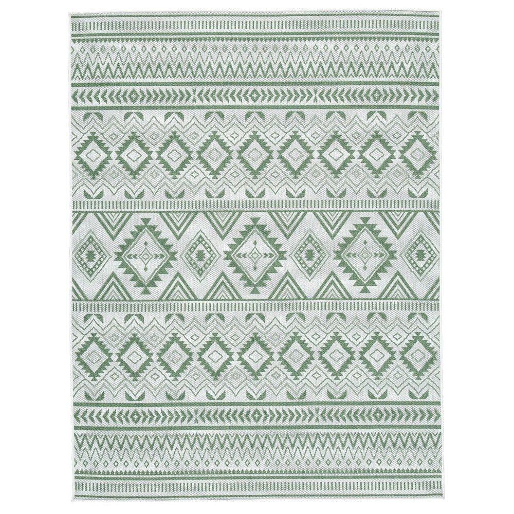 Picture of Kierick Indoor/Outdoor Green White Polyester and Polypropylene Machine Woven Casual Rug