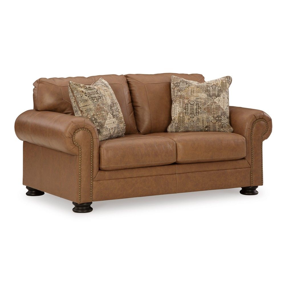 Picture of Caleb Leather Loveseat - Caramel