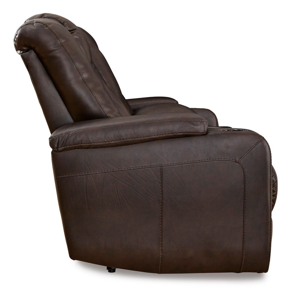 Picture of Mae Reclining Loveseat with Console - Chocolate