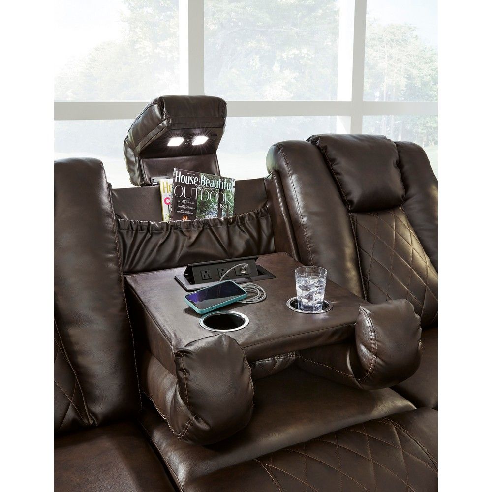 Picture of Mae Reclining Sofa with Drop Down Table - Chocolate