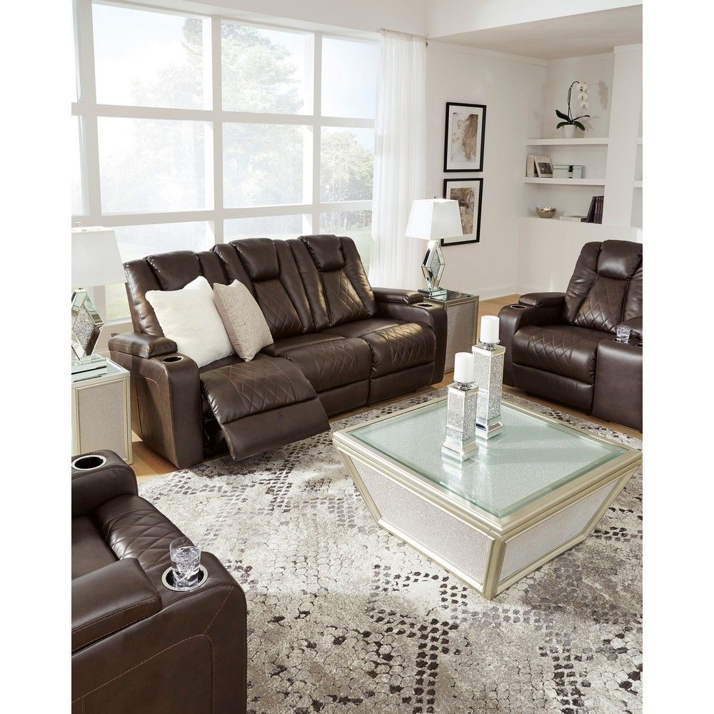 Picture of Mae Reclining Sofa with Drop Down Table - Chocolate