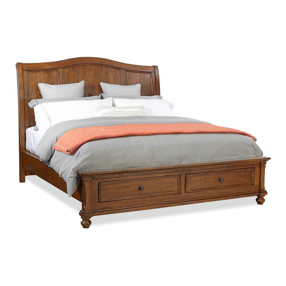 Picture of Austin Sleigh Storage Bed - Whiskey Brown - King