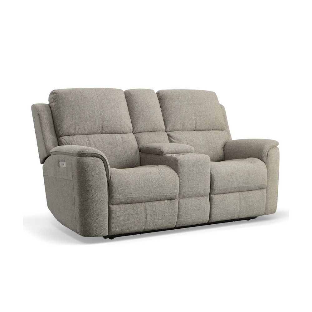 Henry Zero Gravity Triple Power Loveseat with Console - Fog