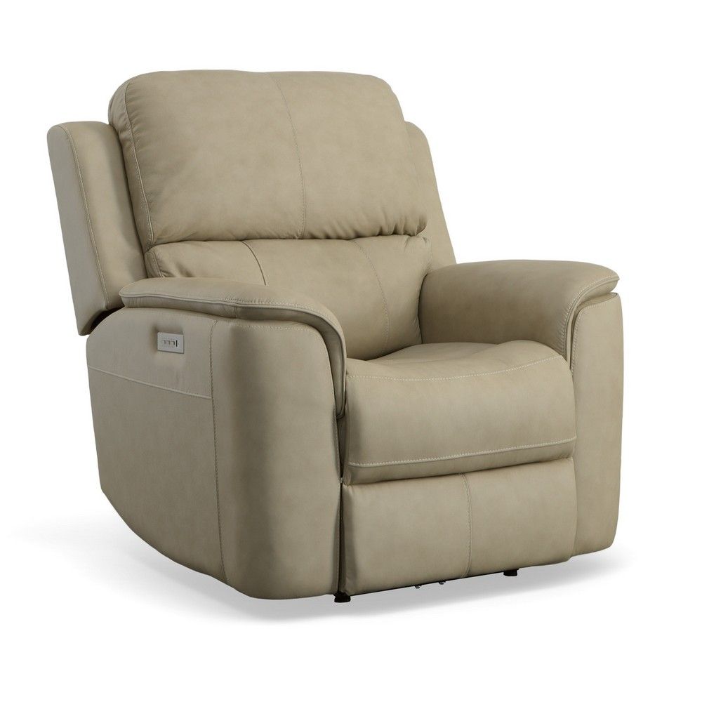 Beige leather deals recliner