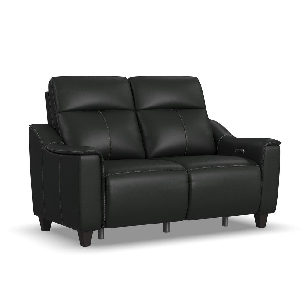 Picture of Walter Leather Power Reclining  Loveseat with Power Headrests - Black