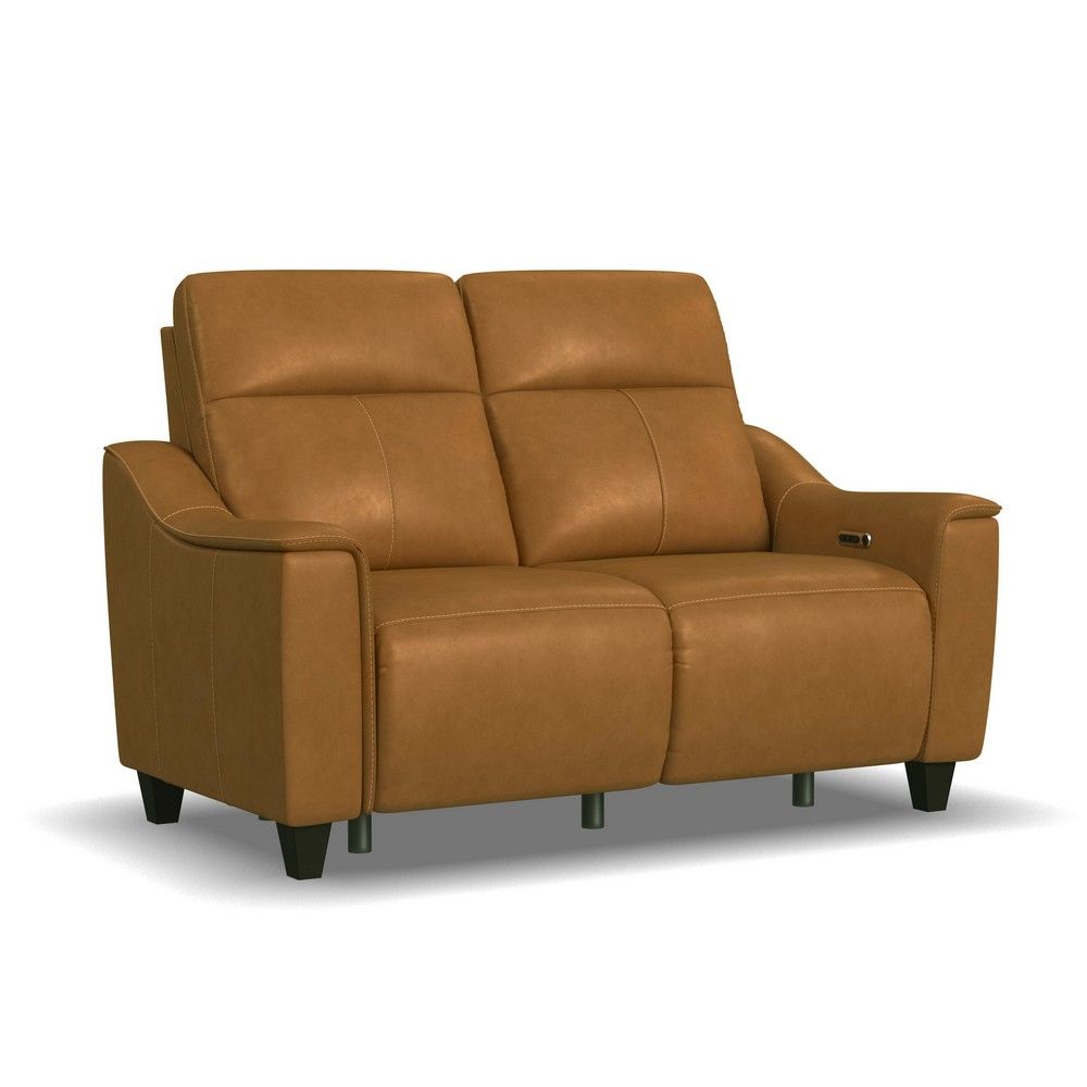 Picture of Walter Leather Power Reclining  Loveseat with Power Headrests - Nutmeg
