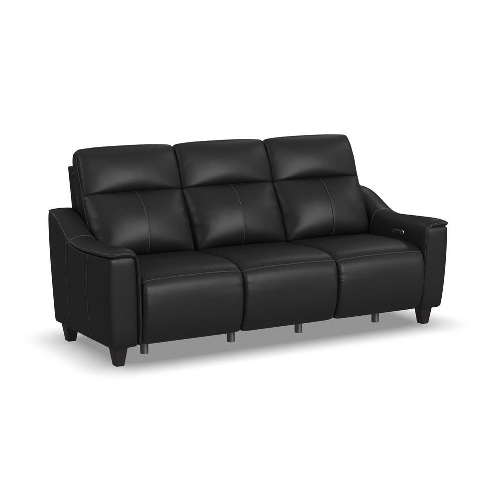 Picture of Walter Leather Power Reclining Sofa with Power Headrests - Black