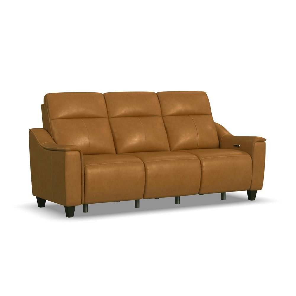 Picture of Walter Leather Power Reclining Sofa with Power Headrests - Nutmeg