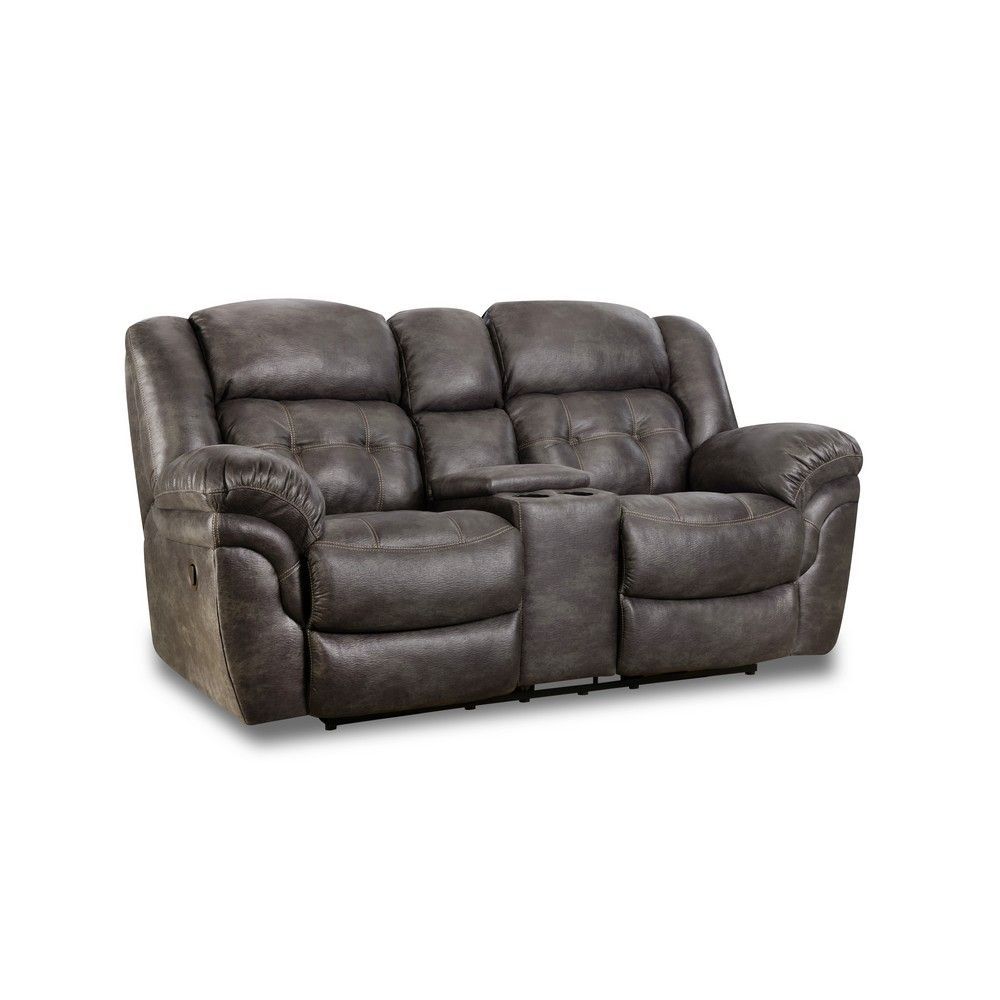 Picture of Camel Reclining Loveseat with Console - Gray