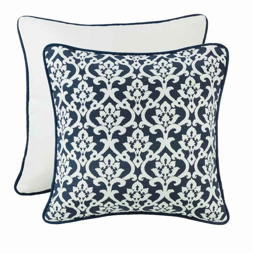 Picture of Kavali Navy and White Floral Jaquard Euro Sham