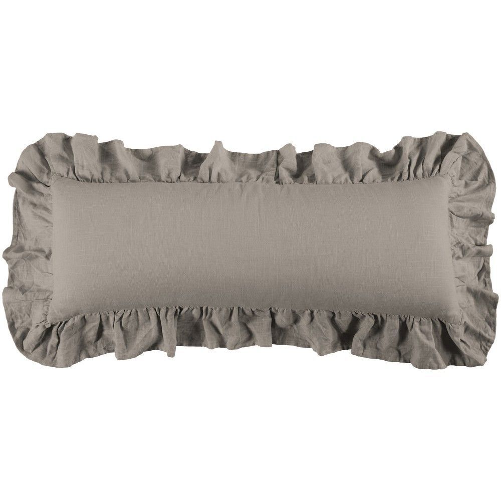 Picture of Luna Washed Linen Ruffled Lumbar Pillow - Taupe