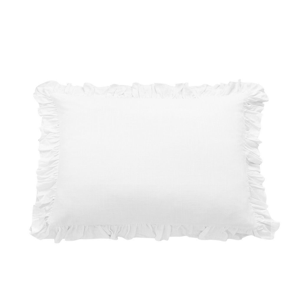 Picture of Lily Washed Linen Ruffled Sham - White - King
