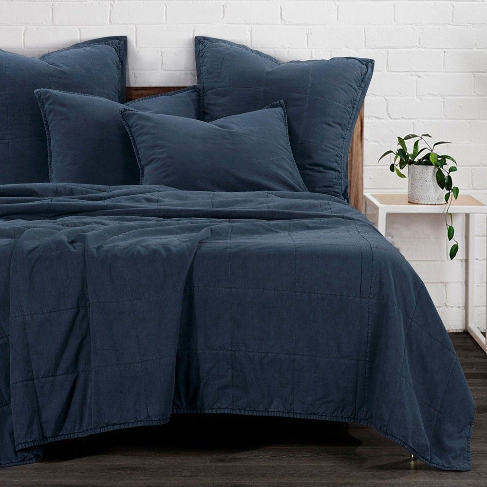 Picture of Stonewashed Cotton Canvas Coverlet - Denim - Full/Queen
