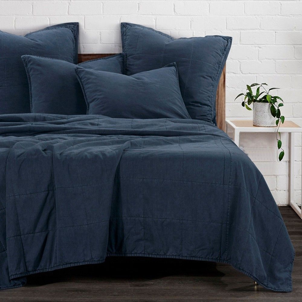 Picture of Stonewashed Cotton Canvas Coverlet - Denim - Twin