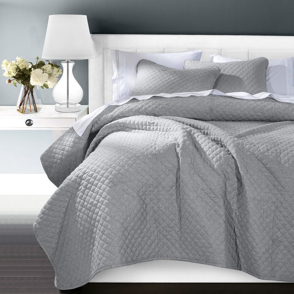 Picture of Anna Diamond Quilted Coverlet - Gray - Twin