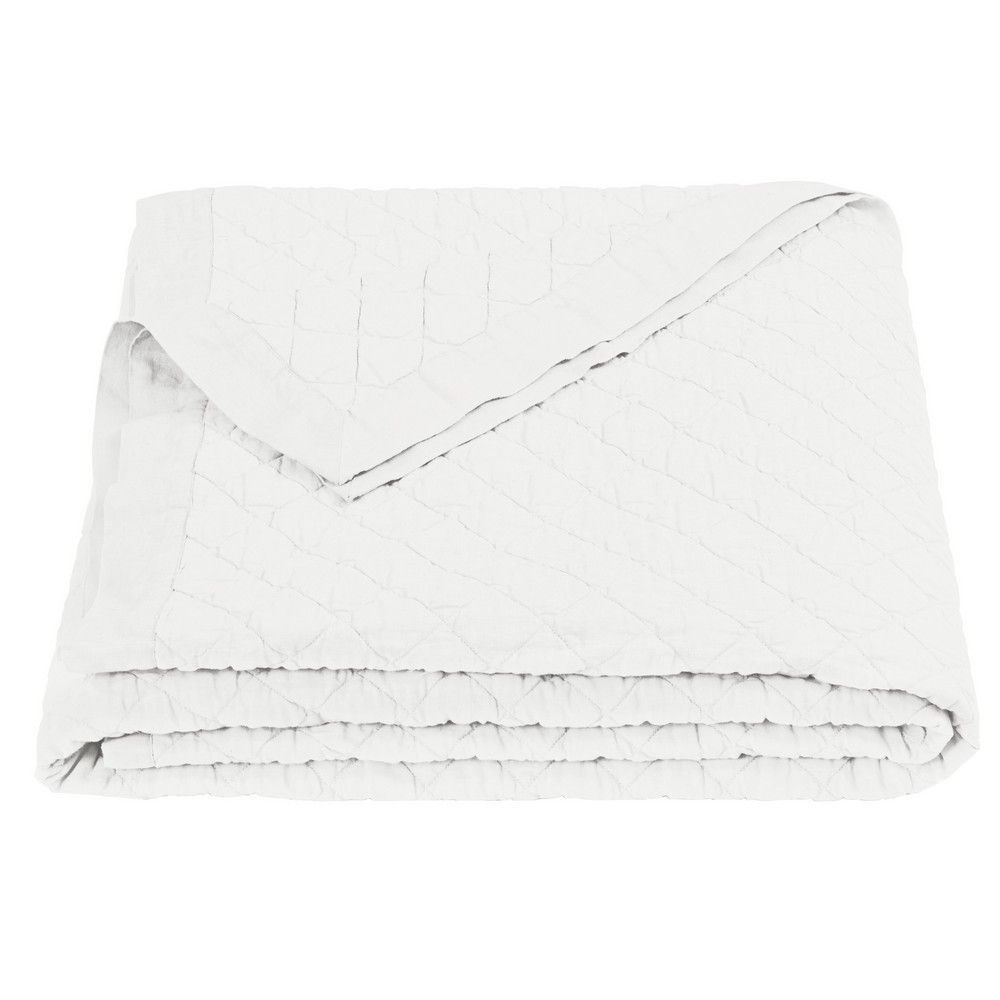 Picture of Diamond Pattern Linen Quilt - White