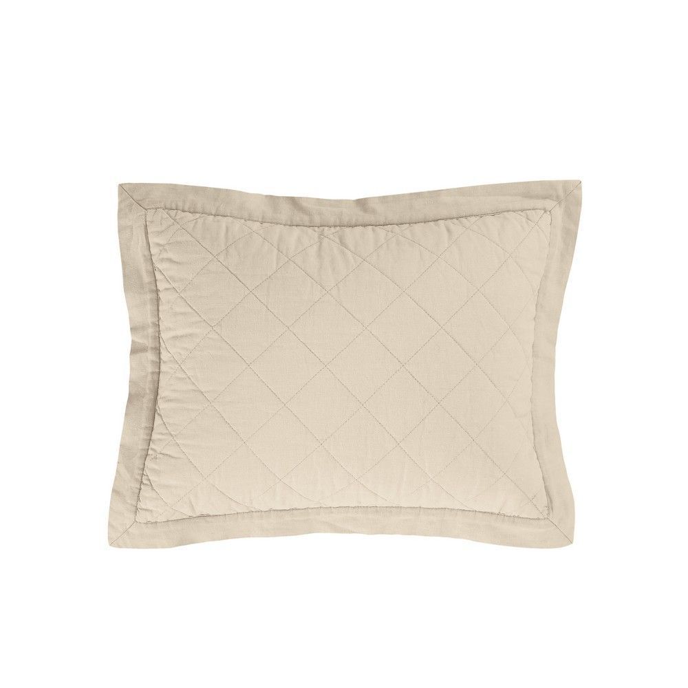 Picture of Diamond Linen Quilted Boudoir Pillow - Tan