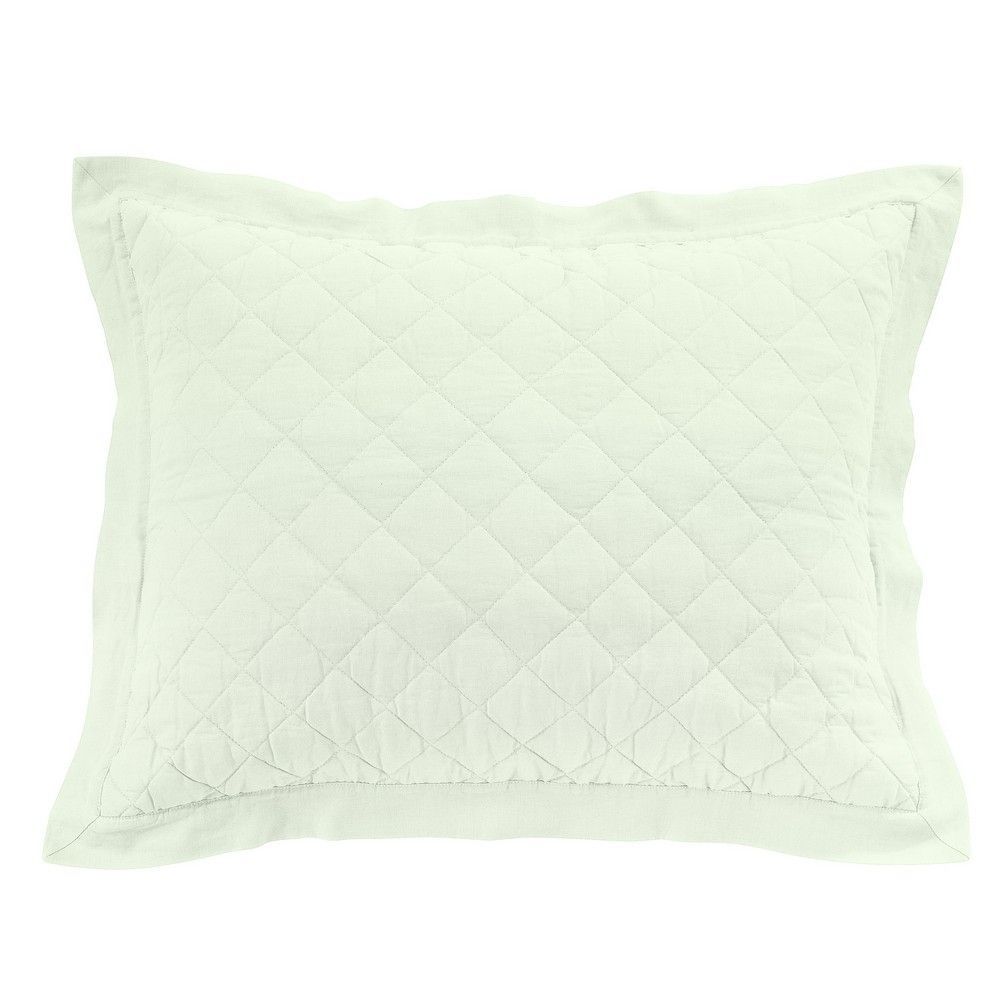 Picture of Diamond Linen Quilted Sham - Seafoam - King
