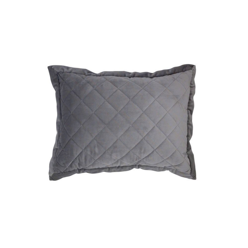 Picture of Velvet Diamond Quilted Boudoir Pillow - Gray