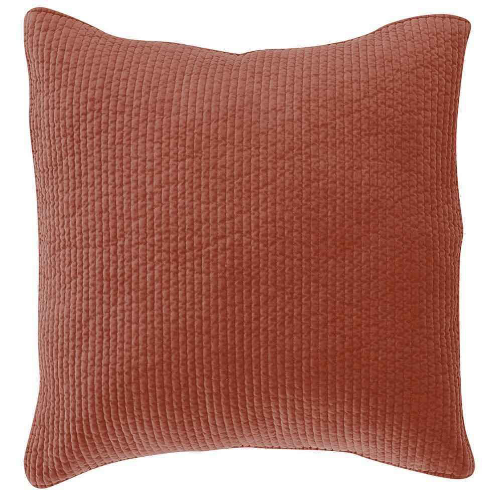 Picture of Stonewashed Cotton Quilted Velvet Euro Sham - Salmon