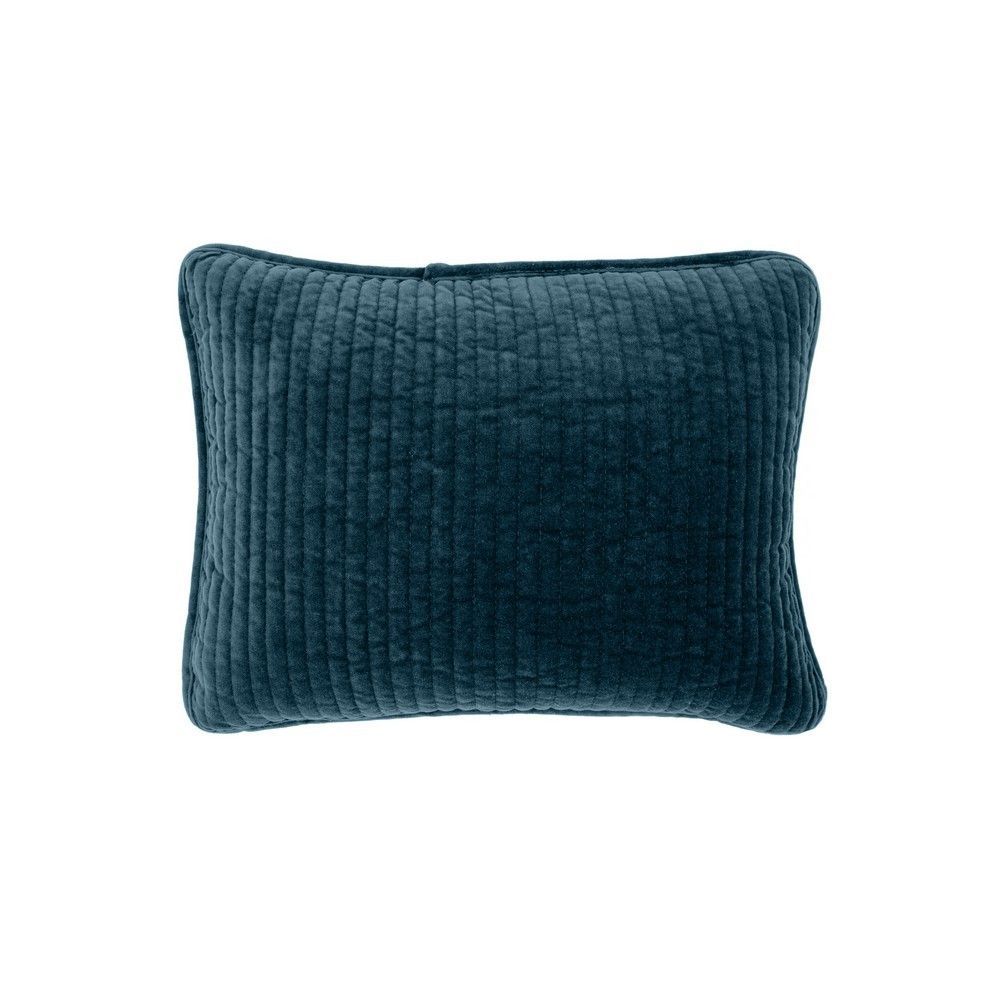 Stonewashed Cotton Velvet Boudoir Pillow Blue