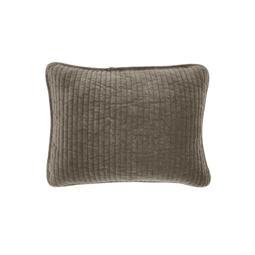 Picture of Stonewashed Cotton Velvet Boudoir Pillow - Taupe