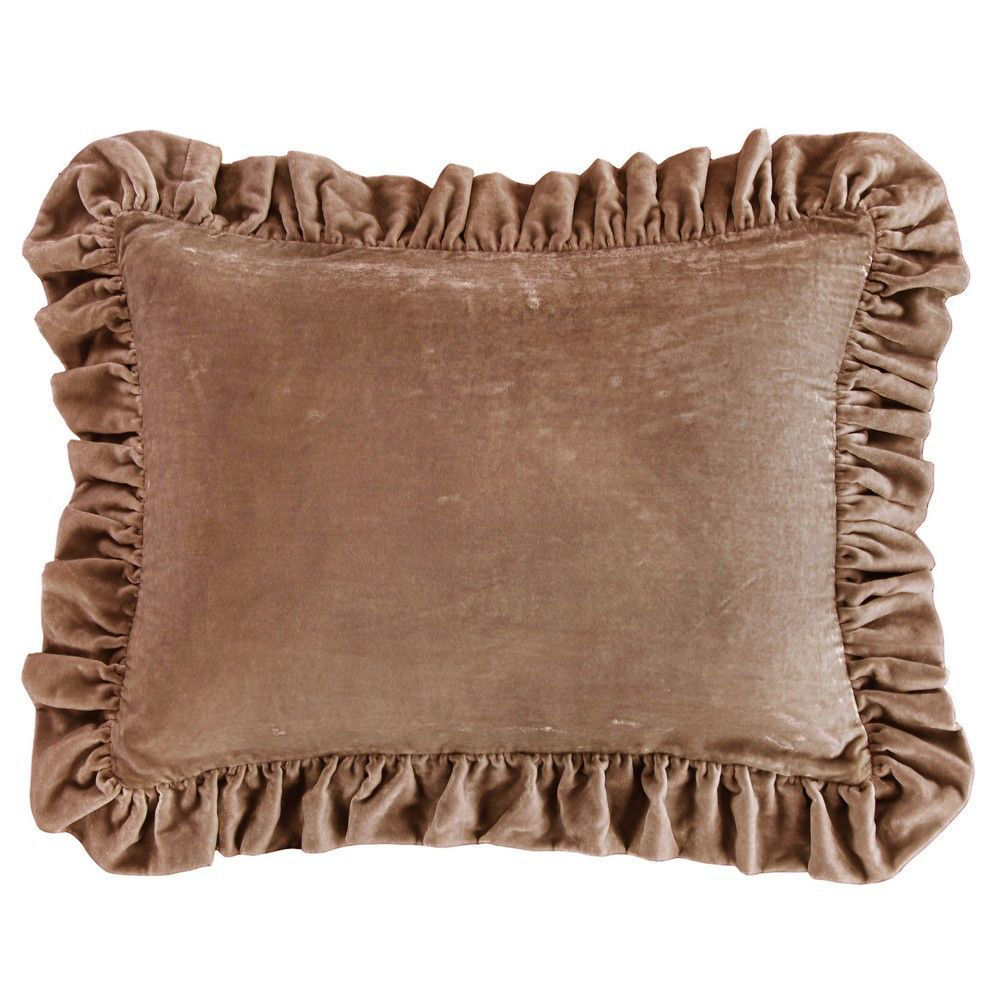 Picture of Stella Faux Silk Velvet Ruffled Dutch Euro Pillow - Dusty Rose