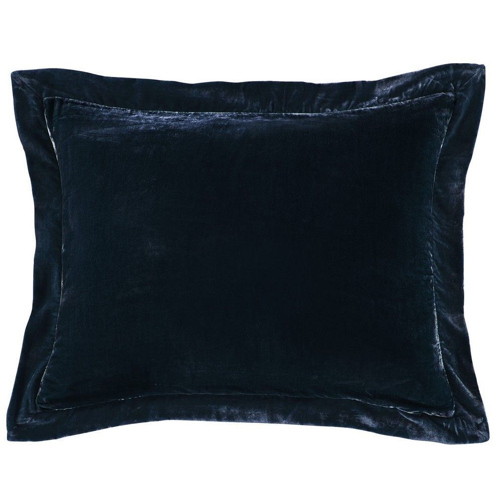 Picture of Stella Faux Silk Velvet Flanged Dutch Euro Pillow - Midnight Blue