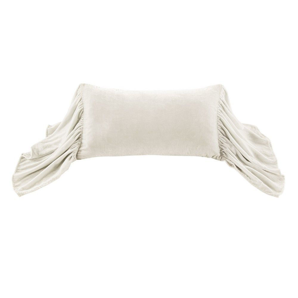Picture of Stella Faux Silk Velvet Long Ruffled Pillow - Stone