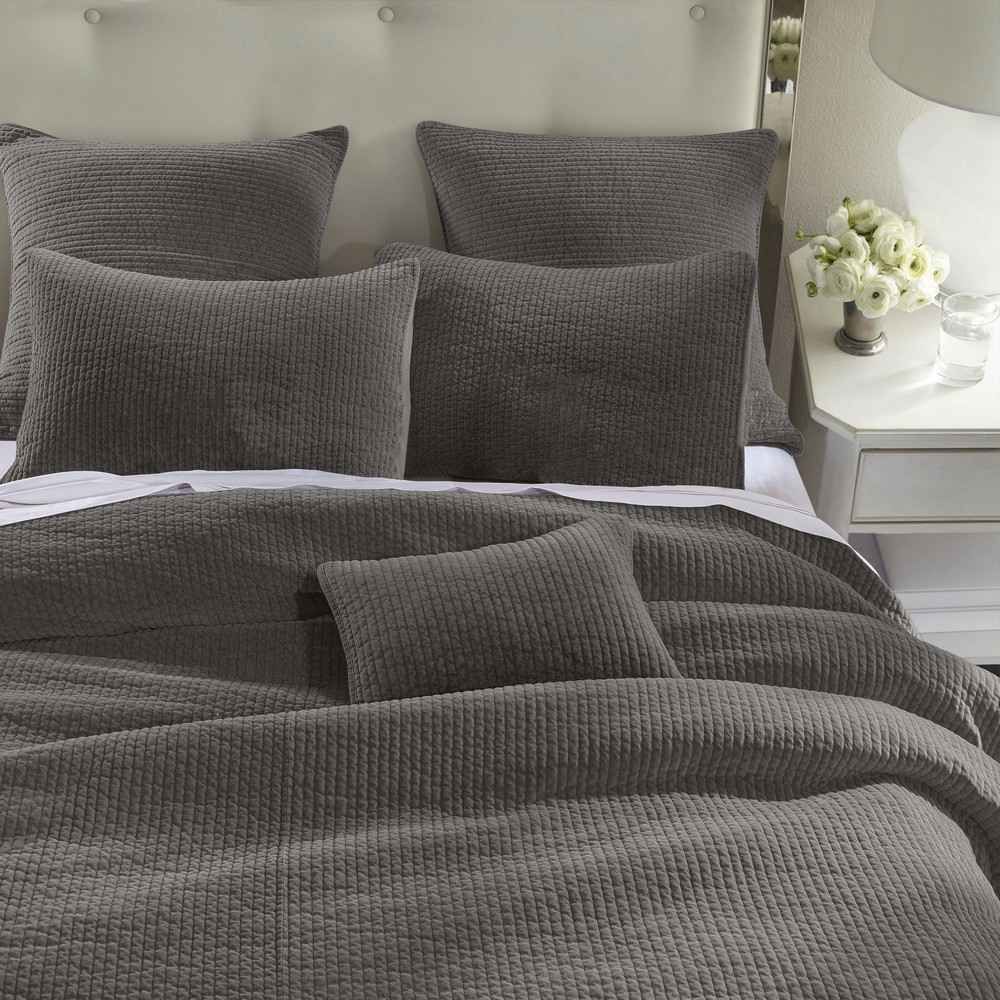 Picture of Stone Wash Velvet 3-Piece Quilt Set - Gray - King