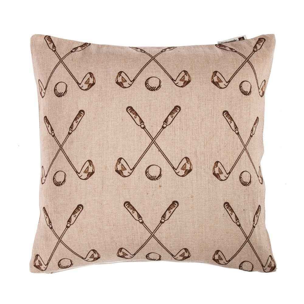 Picture of Burlap Golf Club and Ball geometric Pillow