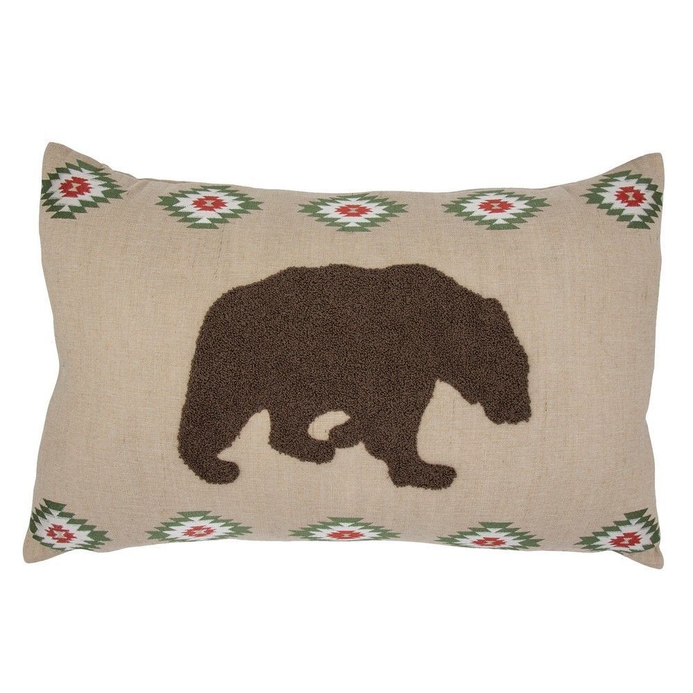 Picture of Aztec Bear Embroidered Burlap Pillow