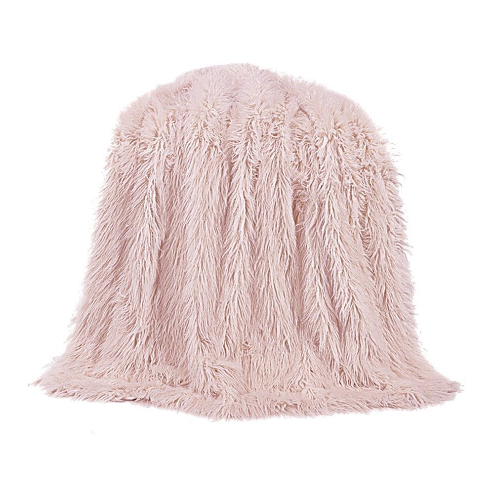 Blush pink fur online throw