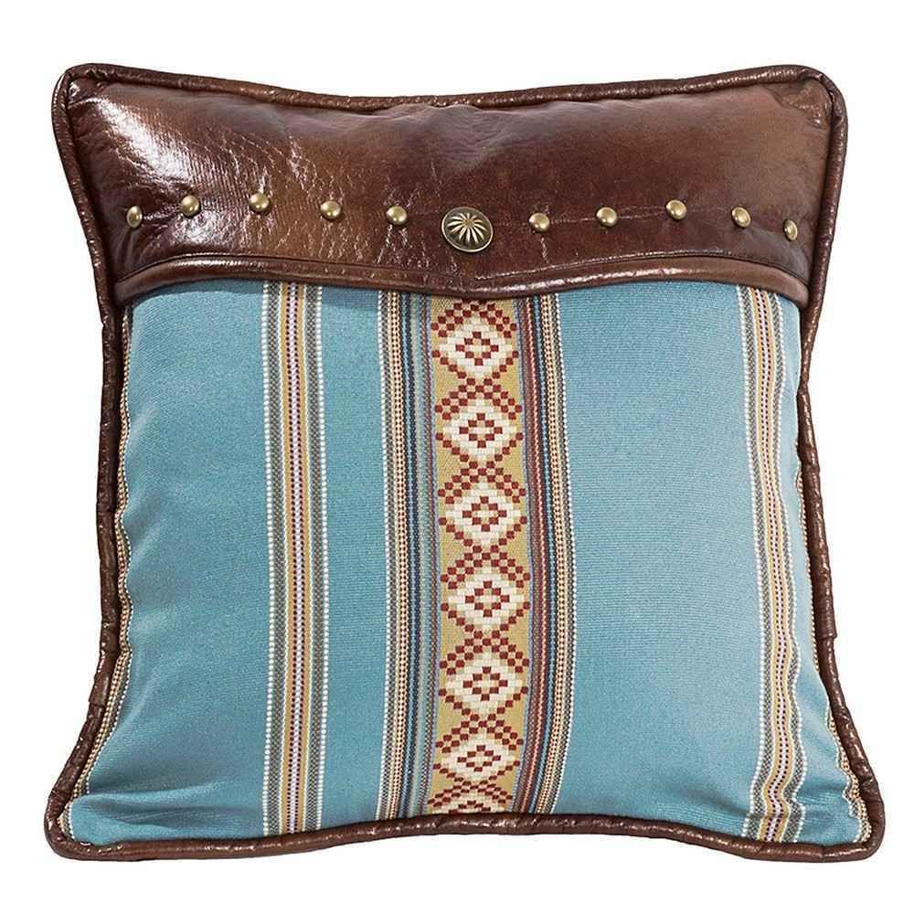 Picture of Ruidoso Square Blue Striped Pillow
