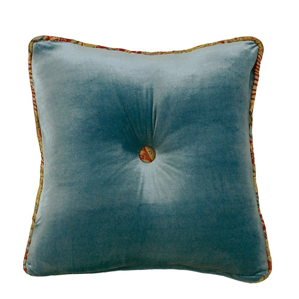 Picture of San Angelo Teal Velvet Tufted Pillow