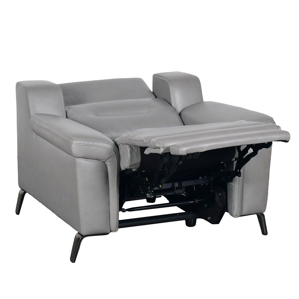 Emma Leather Zero-Gravity Recliner with Power Headrests - Gray