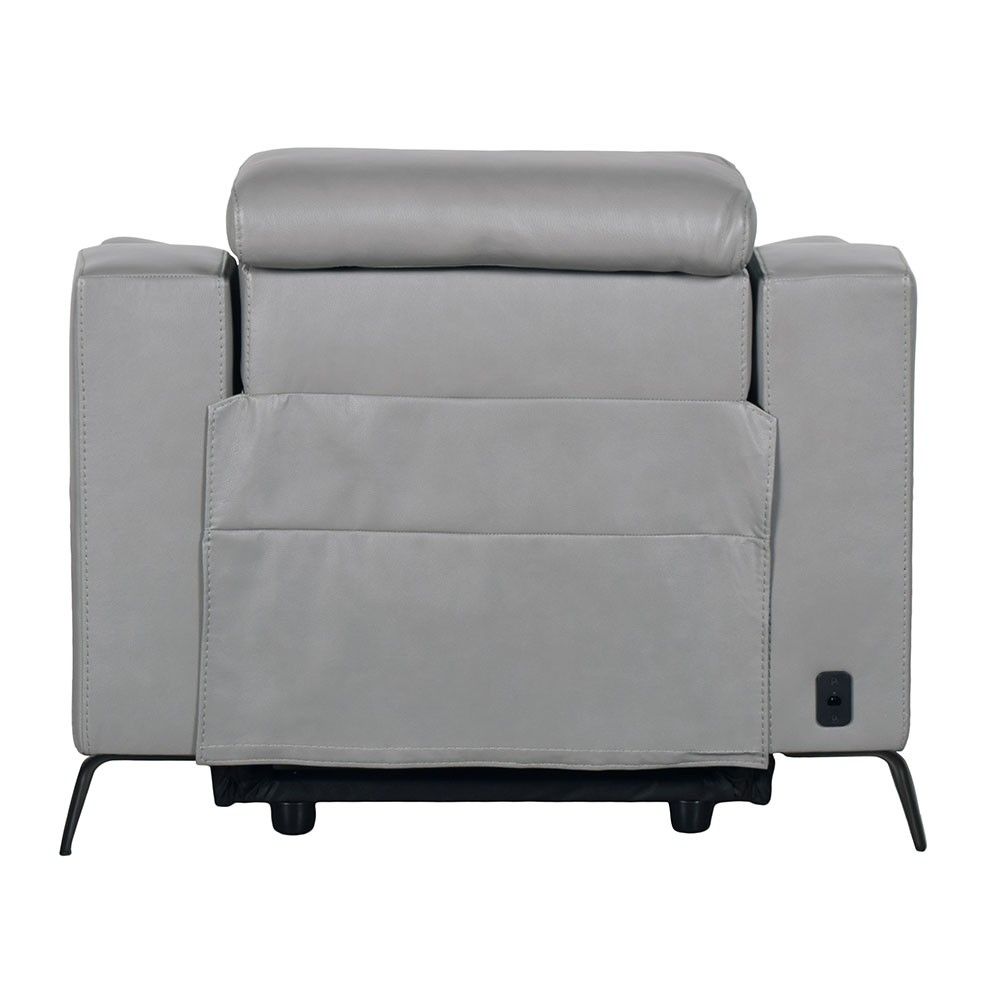 Emma Leather Zero-Gravity Recliner with Power Headrests - Gray