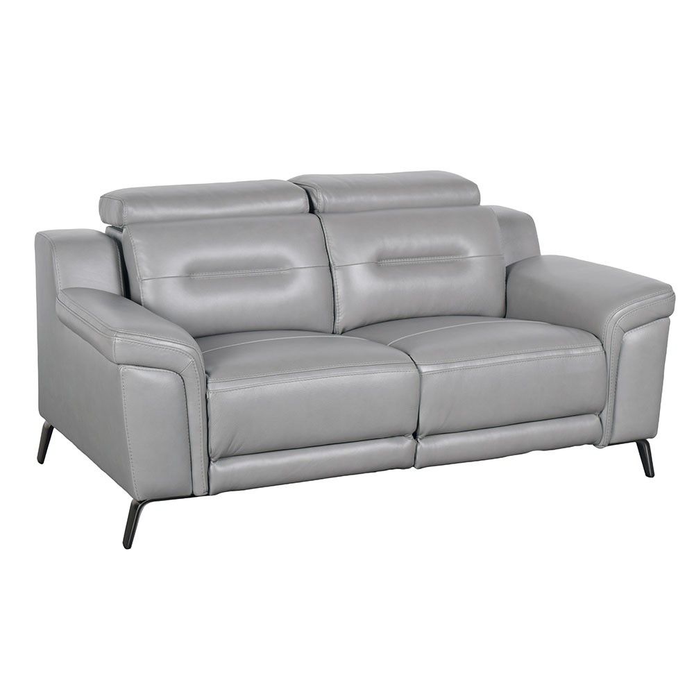 Picture of Emma Leather Zero-Gravity Loveseat with Power Headrests - Gray