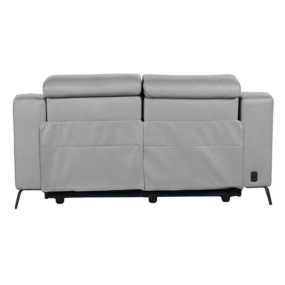 Emma Leather Zero-Gravity Loveseat with Power Headrests - Gray